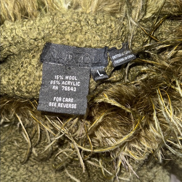 Radzoli Olive Green Sweater with Feather Trim - Picture 2 of 6